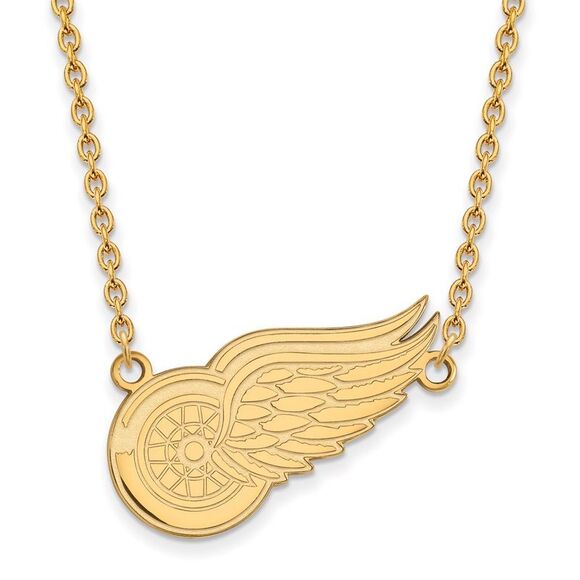 10k Yellow Gold NHL Detroit Red Wings Large Necklace 18 Inch